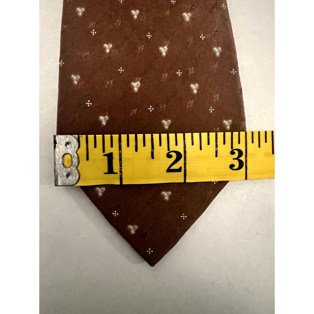 Novara Silk Tie Brown Micro Dot Heart Pattern Made in Italy Mens Formal - Picture 7 of 7